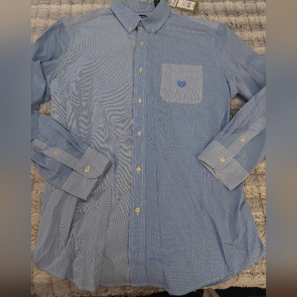 Chaps Other - Nwot Chaps gingham & strip long-sleeve button-down‎ shirt size large